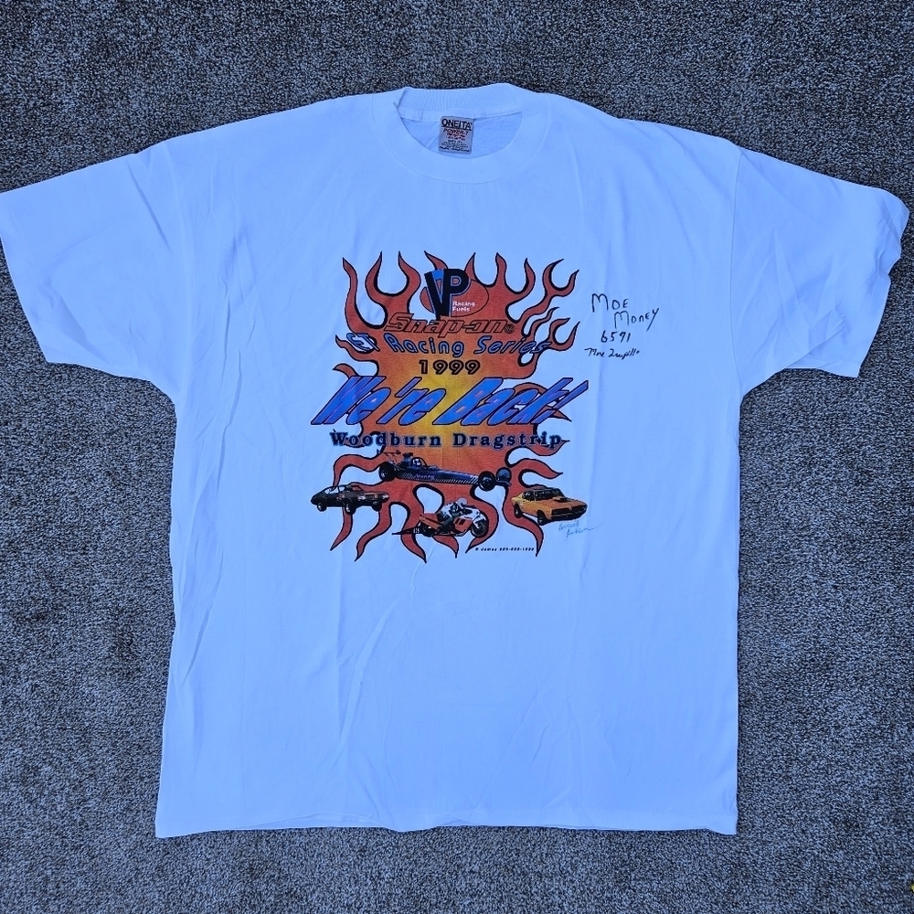 Signed 1999 Snap On Racing Shirt Automotive Woodburn Dragstrip Race Tee 3XL USA